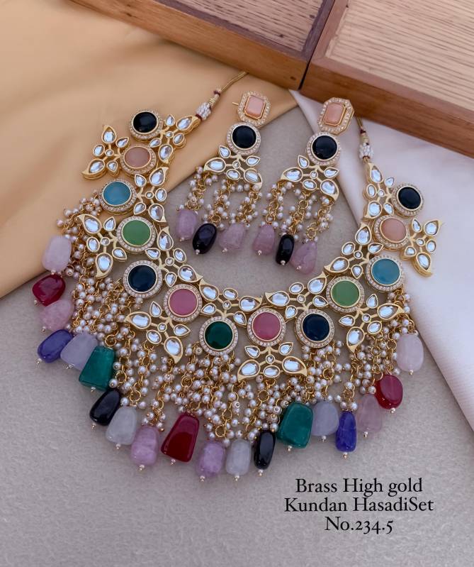 2345 BH Brass High Gold Kundan Bridal Hasadi Set Wholesale Shop In Surat
